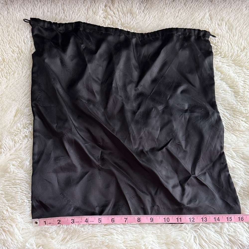 Dolce & Gabbana XL Black Drawstring Silk Dust Bag
